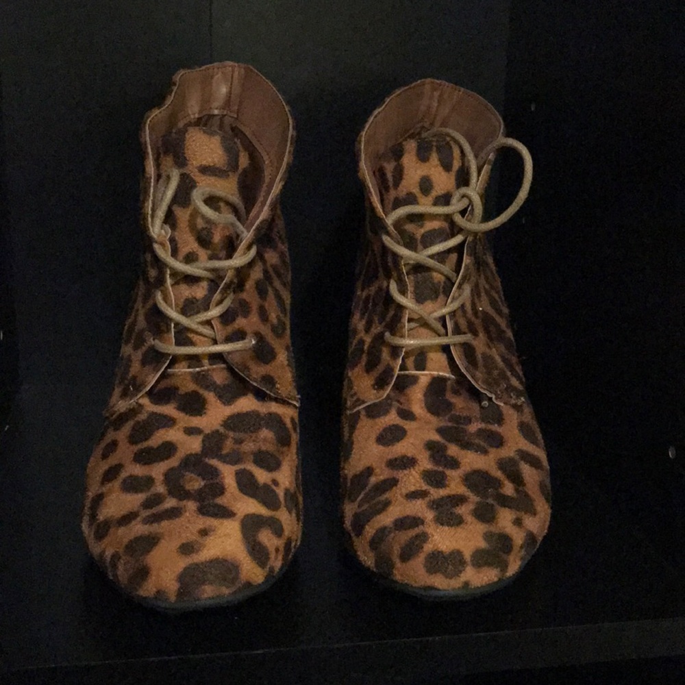 Animal print wedge booties